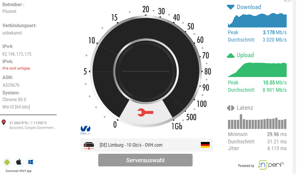 glasfaser speedtest wlan